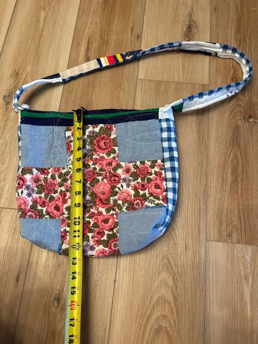 Handmade Quilted Patchwork Necessities Messenger Bag Floral Cottagecore Boho